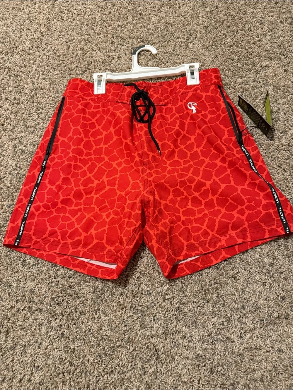 NWT! TUCANN Men’s Red Patterned Swim Trunks